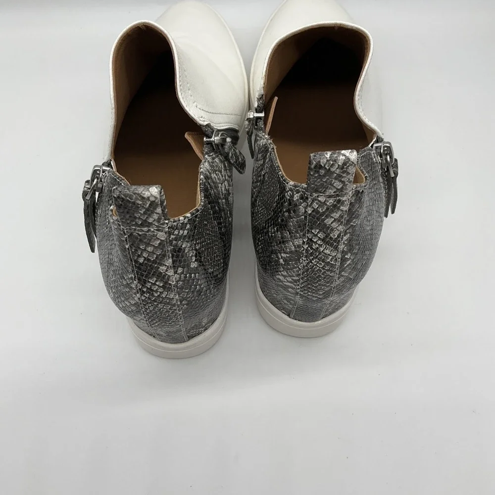 Boho Snakeskin Wedge Sneaker 9.5 Modern Edgy Hidden Heel Office Casual Shoe